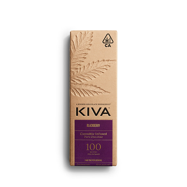 product shot of kiva blackberry choco bar